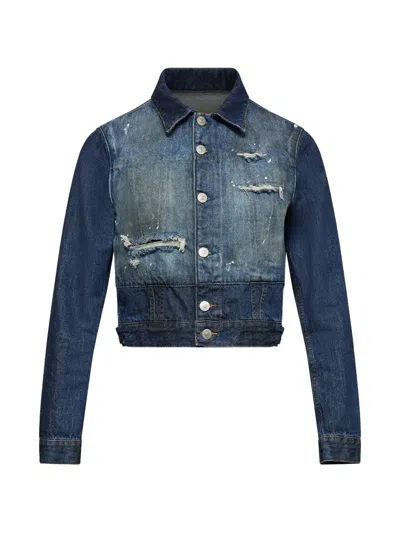 Mm6 Maison Margiela Cropped Denim Jacket In Blue