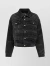 Mm6 Maison Margiela Cropped Denim Jacket With Stretch And Stonewashed Finish In Black