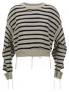 Mm6 Maison Margiela Mm6 By Maison Margiela Cropped Distressed Cotton Sweater In Multi