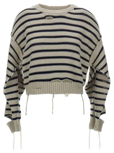 MM6 MAISON MARGIELA CROPPED DISTRESSED COTTON SWEATER