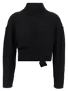 Mm6 Maison Margiela Mm6 By Maison Margiela Cropped Distressed Sweater With High Neck In Black
