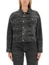Mm6 Maison Margiela Distressed Denim Jacket In Black