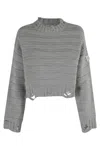 Mm6 Maison Margiela Mm6 By Maison Margiela Cropped Grey Crewneck Sweater In Gray