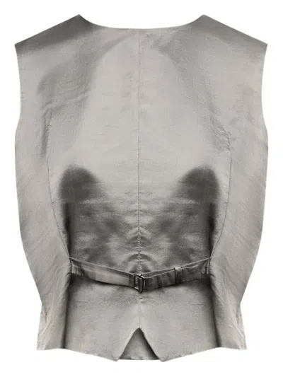 Mm6 Maison Margiela Mm6 By Maison Margiela Satin-finish Grey Gilet With Structured Belt In Gray
