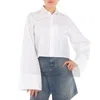 Mm6 Maison Margiela Mm6 By Maison Margiela Cropped Cotton Shirt With Front Button Closure In White