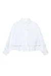 Mm6 Maison Margiela Camicia Cropped In Popeline Con Plissè Sul Retro In White