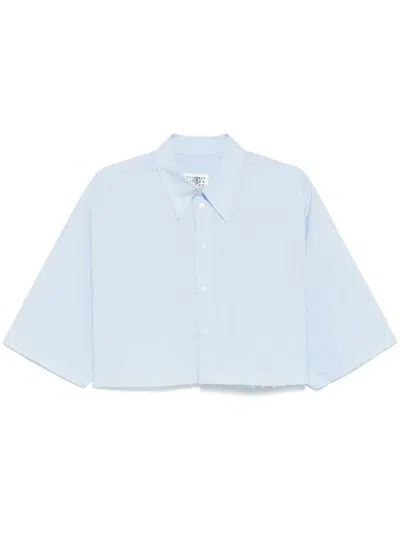 Mm6 Maison Margiela Cropped Shirt In Blue