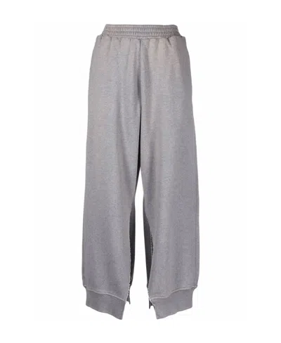 Mm6 Maison Margiela Cropped Slit-leg Trousers In Gray