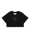 Mm6 Maison Margiela T-shirt Cropped Con Logo Istituzionale In Black