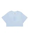 Mm6 Maison Margiela Cropped T-shirt With Institutional Logo In Blue