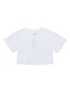 Mm6 Maison Margiela Cropped T-shirt With Institutional Logo In White