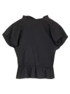 Mm6 Maison Margiela Cropped Top With Cap Sleeves Tops Black In Black