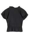 Mm6 Maison Margiela Cropped Top With Cap Sleeves Tops Black