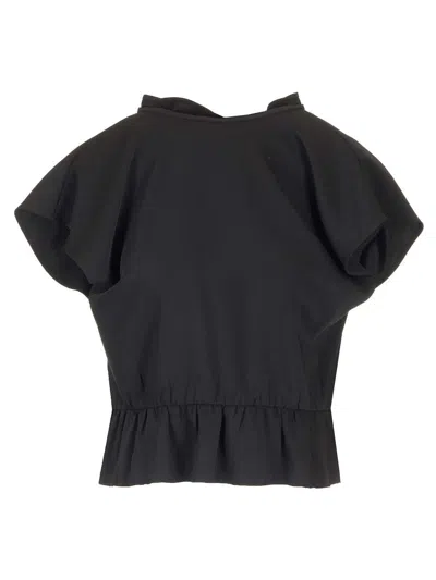 Mm6 Maison Margiela Cropped Top With Cap Sleeves Tops Black