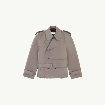 Mm6 Maison Margiela Cropped Trench Coat In Gray