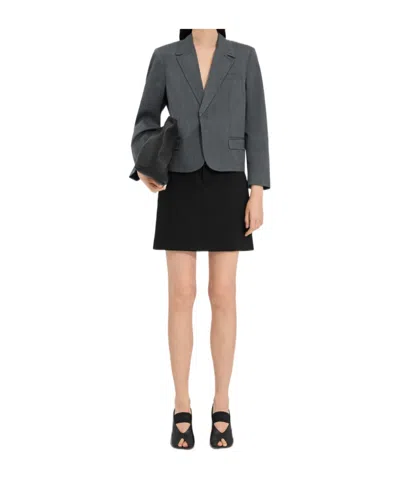 Mm6 Maison Margiela Cropped Wool Blend Blazer In Gray