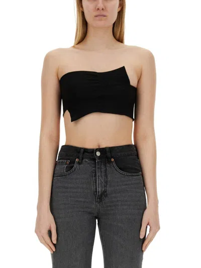 Mm6 Maison Margiela Cropped Wrapped-sleeves Bandeau Top In Black