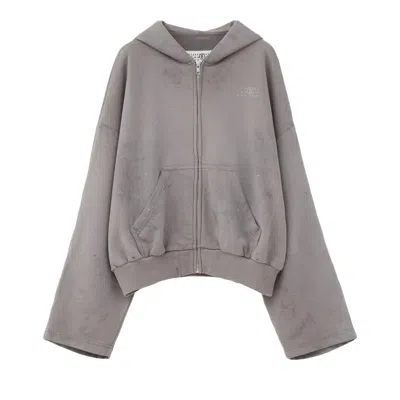 Pre-owned Mm6 Maison Margiela Cropped Zip-up Hoodie 'taupe' | Tan | Women's Size Xs