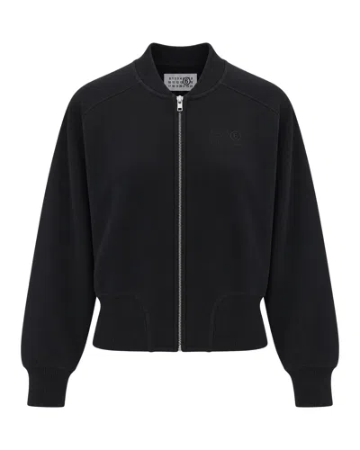 Mm6 Maison Margiela Cropped Zip-front Bomber Jacket In Multi