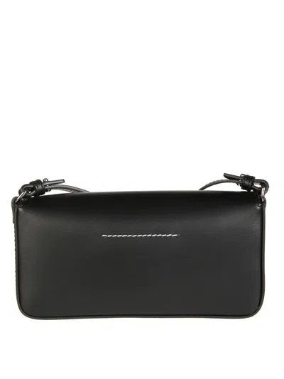 Mm6 Maison Margiela Crossbody Bag With Design And Adjustable Strap In Black