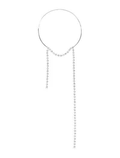 Mm6 Maison Margiela Crystal Chain Necklace In Silver