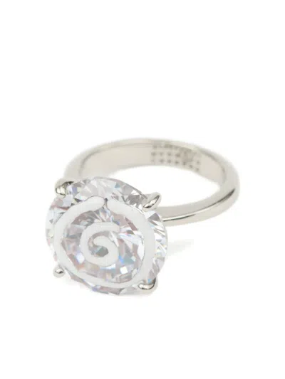 Mm6 Maison Margiela Crystal-embellished Ring In Silver