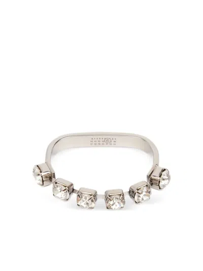 Mm6 Maison Margiela Crystal-embellished Ring In Silver