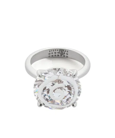 Mm6 Maison Margiela Crystal-embellished Ring In Silver