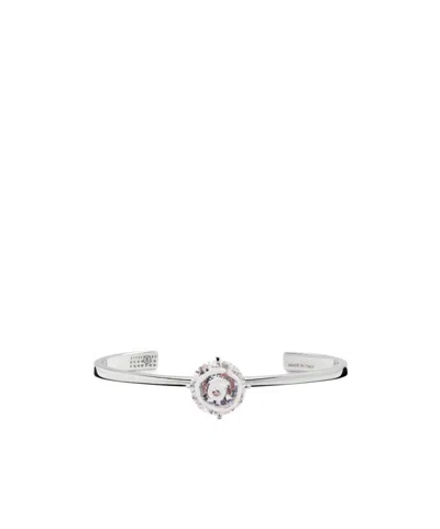 Mm6 Maison Margiela Crystal-rose Cuff Bracelet In White