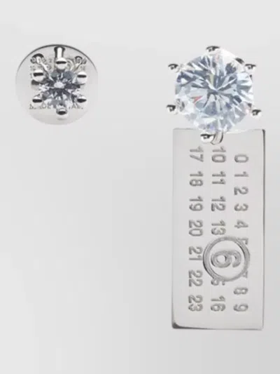 Mm6 Maison Margiela Crystal Stud Earrings Featuring Engraved Detail In Multi