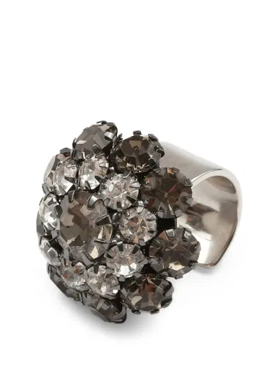 Mm6 Maison Margiela Crystal-embellished Earcuff In Black