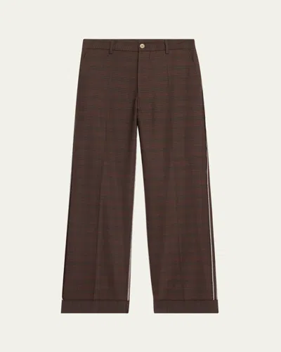 Mm6 Maison Margiela Cuffed Plaid Pants In Burgundy
