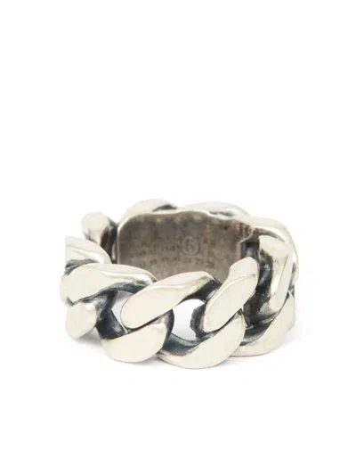 Mm6 Maison Margiela Curb-chain Ring In Silver
