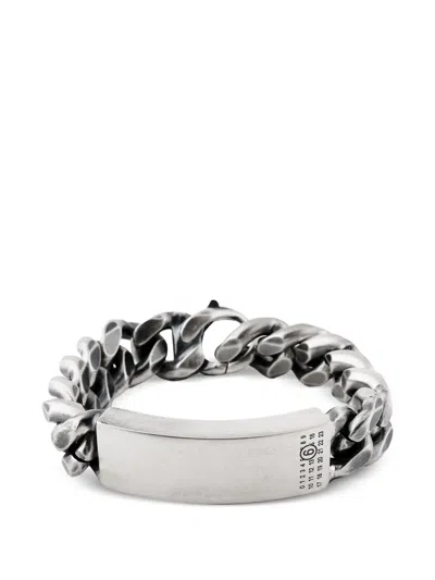 Mm6 Maison Margiela Curb-link Plaque Chain Bracelet In Silver