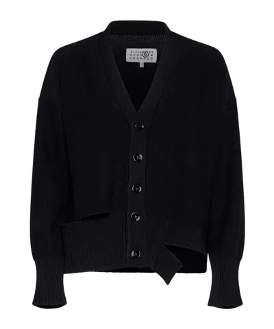 Mm6 Maison Margiela Mm6 By Maison Margiela Relaxed Fit Black Wool Knit Cardigan