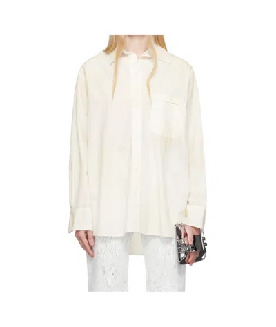 Mm6 Maison Margiela Cut-out-collar Shirt In Off-white