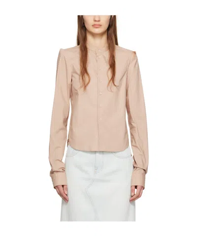 Mm6 Maison Margiela Tan Cut-out Shirt In 127 Light Camel