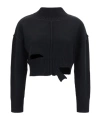 Mm6 Maison Margiela Mm6 By Maison Margiela Cropped Distressed Sweater With High Neck In Black