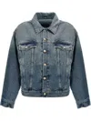Mm6 Maison Margiela Mm6 By Maison Margiela Cut-out Denim Jacket With Unique Sleeve Details In 蓝色