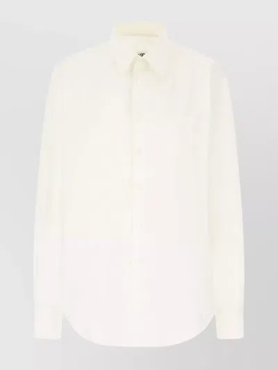 Mm6 Maison Margiela Cut-out Detail Cotton Poplin Shirt In White