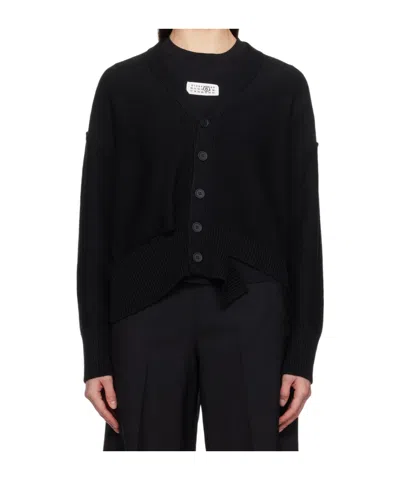 Mm6 Maison Margiela Cut-out Detailed Cardigan In Black