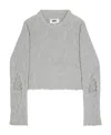 Mm6 Maison Margiela Cut-out Detailed Crewneck Jumper In Gray