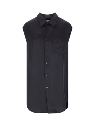 Mm6 Maison Margiela Cut Out Detailed Sleeveless Shirt In Black