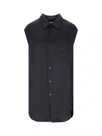 Mm6 Maison Margiela Cut Out Detailed Sleeveless Shirt In Nero