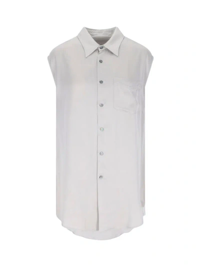 Mm6 Maison Margiela Cut Out Detailed Sleeveless Shirt In Grey