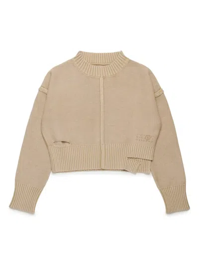 Mm6 Maison Margiela Kids' Cut-out Jumper In Nude