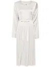 Mm6 Maison Margiela Bow-detail Long-sleeved Midi Dress In Grey