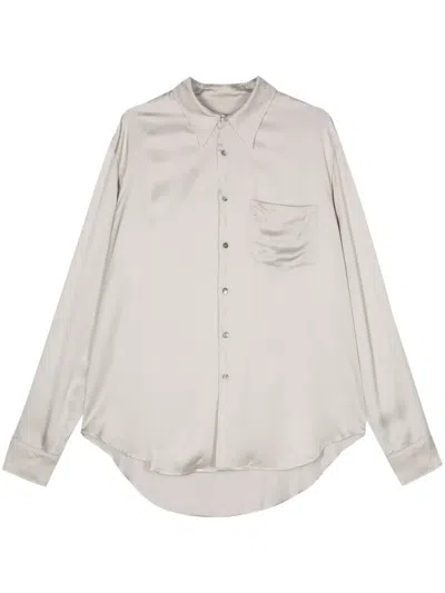 Mm6 Maison Margiela Cut-out Satin Shirt In Grau