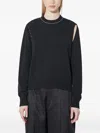 Mm6 Maison Margiela Deconstructed Crewneck Sweater In Black