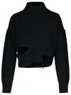 Mm6 Maison Margiela Mm6 By Maison Margiela Cropped Distressed Sweater With High Neck In Black